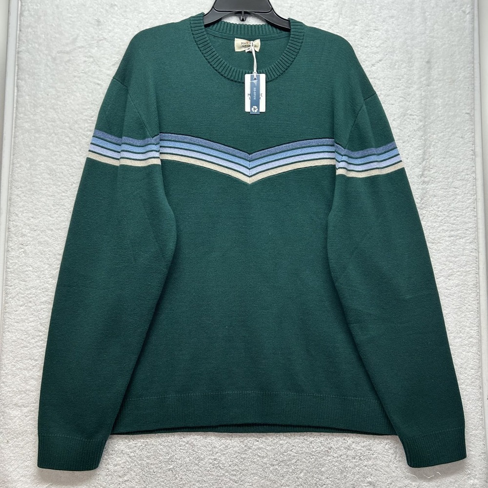 Marine Layer Mens Size 2XL Green Dean Crew Long Sleeve Sweater
